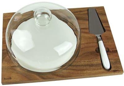 Husla Serie - Serveerplank met Stolp - Hout en Porselein - Incl. Spatel