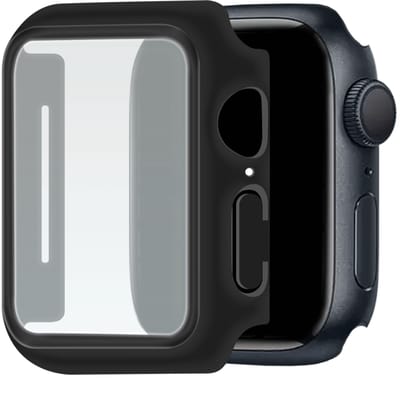 Apple Watch 7 Hoesje met Screenprotector glas - 41mm - Zwart