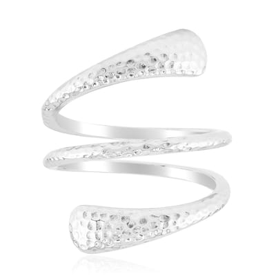 Cavill - 925 Sterling Zilver Ring Geplatineerd - Handgemaakte Gehamerde Spiraalring Lichtgewicht - Moderne Dames Sieraad maat 16-20