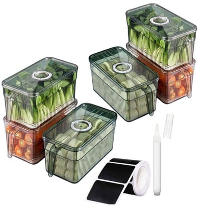 Home & Marker - 6 Stuks - Koelkast Organizer Doorzichtig - Koelkast Bakjes - Opbergdoos - Koelkastorganizers - Lade Organizer - FRESHDISH
