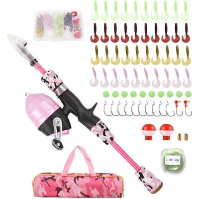 Kindervishengel Telescopische vishengel en molen combo kit met vislokmiddelen Vislijnen 1.5m roze