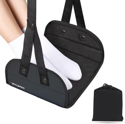 Vliegtuig Voetsteun - Reisvoetsteun Hangmat - Comfortabel Reizen - Stabiele PP Bodem - 31.9 x 25.6 cm - Zwart
