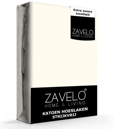 Zavelo Hoeslaken Katoen Strijkvrij Ivoor-1-persoons (90x220 cm)