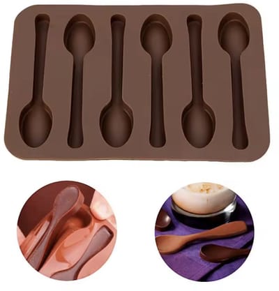 Siliconen lepel mal - Chocolade Lepels maken - Lepelmal - Lepels van chocolade maken - Siliconen lepel Vorm - Ijsblokjesmal - Bruin - CHPN