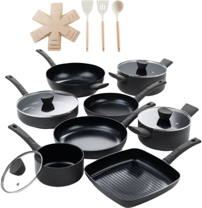 ISENVI Avon Chef Totaal Pannenset Inductie - Keramisch - 19 Delig - PFAS, PTFE Vrij - Alle warmtebronnen