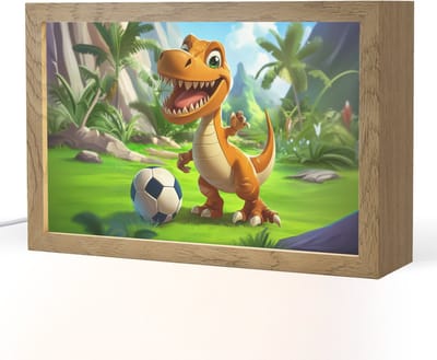 Nachtlampje 30x20 cm - Kinder lampje - Dino - Voetbal - Groen - Tafellamp kinderkamer - Slaapkamer lamp - Bedlamp kinderen - Kinderlampje stopcontact - Wandlamp babykamer - Nachtlampjes