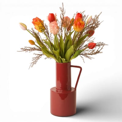 WinQ-Gevarieerd Boeket Tulpen in diverse Rood en Roze-15 tulpen- bremtakken