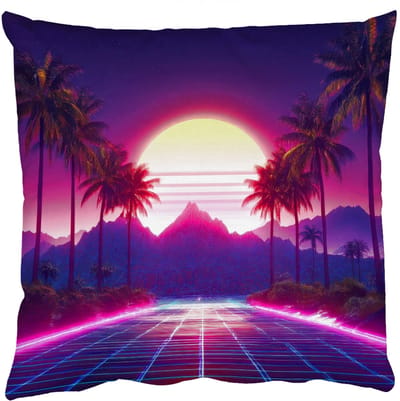 Sierkussens - Kussentjes Woonkamer - 50x50 cm - Horizon - Palmbomen - Bergen - Geel