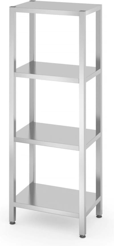 HENDI Opbergrek met 4 verstelbare planken – roestvrij staal – 600x400x1800 mm