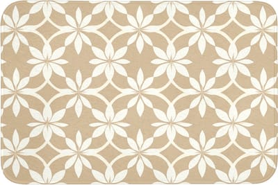 Badmat 90x60 cm - Antislip - Bloemen - Patroon - Beige - Badmatten voor badkamer - Badkamermat - Douchemat - Badkamer mat