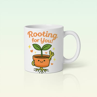 Rooting for You Koffiemok - Schattige Bloempot Motivatiebeker voor Aanmoediging en Steun