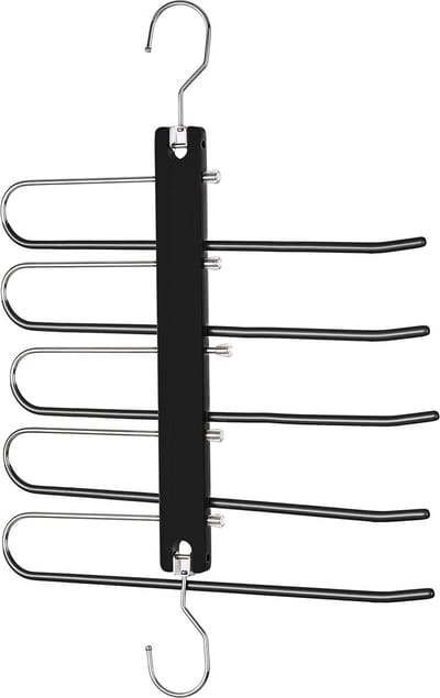 Behave Ruimtebesparende Kledinghanger - Kledinghangers - Kapstok - Broekhanger - Antislip - Zwart - 5 Haken