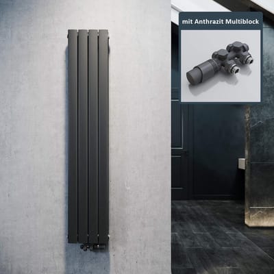 Platte Ovaal Paneelradiator 1600x616mm - Elegante Verticale Radiator in Antraciet