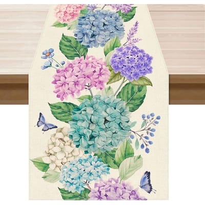 Waterverf Hortensia Bloemen Vlinder Lente Tafelkleed Bruiloft Decoraties Zomer Keuken Eettafel Lopers Feest Decoratie 150x33cm