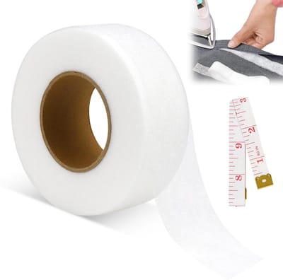 SnelShoppen - Hemband voor Strijken, Sterk en Lichtgewicht Strijkband voor Stoffen, Voor Broeken, Gordijnen, Jeans, Kleding met Meetlint - 64m x 4cm -