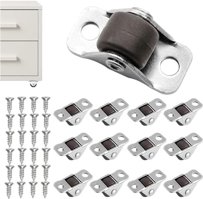 Mini Meubels Wielen Set van 12 Stuks, 13mm Stille Rubber Rollen voor Meubels, Perfect voor Kasten, Gereedschapskisten en Doe-Het-Zelf Projecten