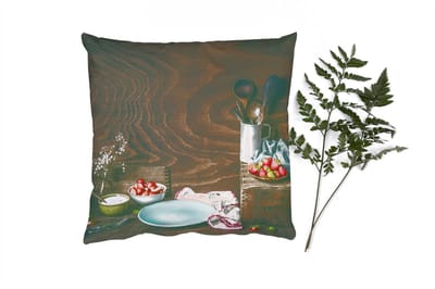 Sierkussens - Kussentjes Woonkamer - 50x50 cm - Rustiek - Fruit - Keukengerei - Aardbei