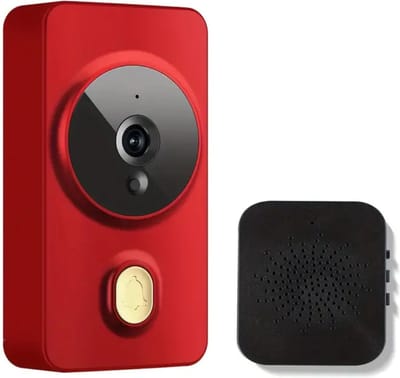 Bovista Video Deurbel - Deurspion Met Camera En Wifi - Videodeurbel - Draadloos - Deurbel (t-ring geluid) - Camera - Buiten - Videoconversatie - Rood