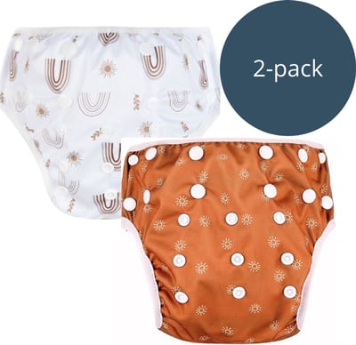 BonBini’s® Verstelbare Wasbare Zwemluiers 2-pack – herbruikbare luiers (3–15 kg) met anti-lek design