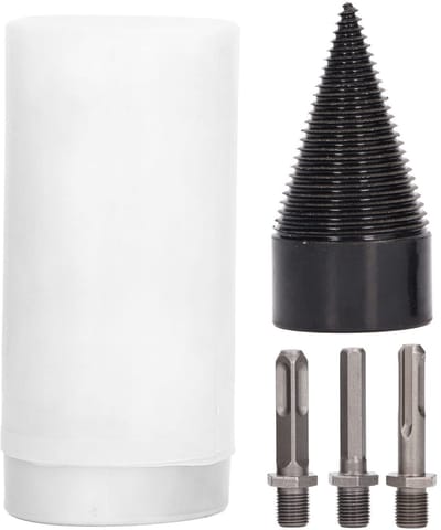 Dailygoody - Houtsplijtboor - Zwarte Kegelboor - Voor Robuust Hout - Geschikt voor Eiken en Walnoot - 3 Stuks - Brandhout Hakgereedschap