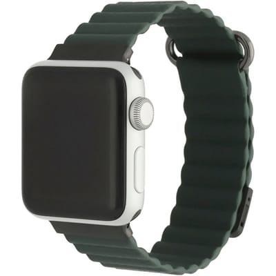 123watches bandje Magna - Leer - groen - 44 · 45 · 46 & 49 mm - Geschikt voor Apple Watch series 1/2/3/4/5/6/7/8/9/10/11/12/SE/SE2/SE3/Ultra/Ultra 2/Ultra 3/Ultra 4