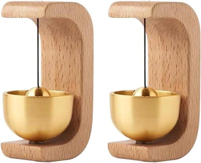 Magnetische Deurbel Hout - Deurbelset Bel - Deuropening Decoratie - Boren Niet Nodig - 2 Stuks - Houtkleur
