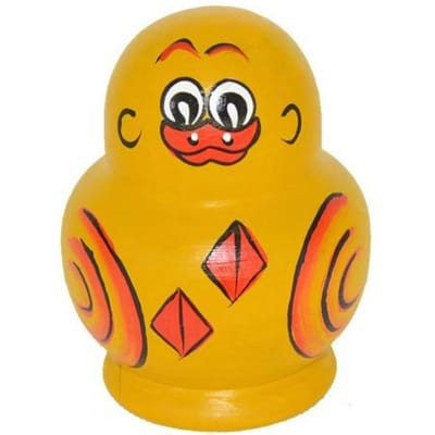 Décoration d'intérieur 10 Couches Gigognes Canard Jaune Animaux Motif Matriochka Bois Fait Main Empilable Cadeau Enfant blanc