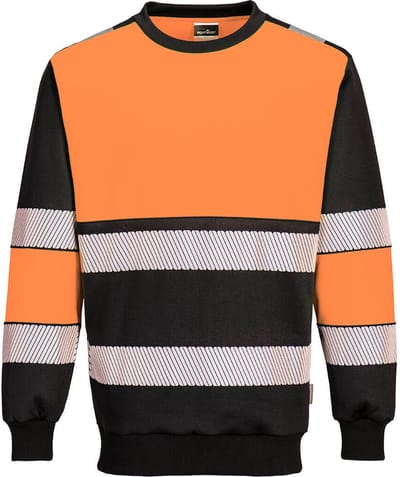 Portwest PW3 Hi-Vis klasse 1 Sweatshirt PW376 - Oranje/Zwart - M