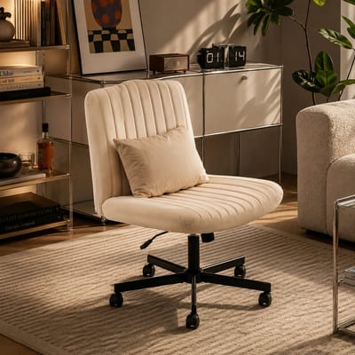 Bureaustoel met rugleuning - bureaustoelen voor volwassenen - Ergonomische bureaustoel - 360 graden draaibaar - Verstelbare rugleuning - Elastisch zitkussen - Beige