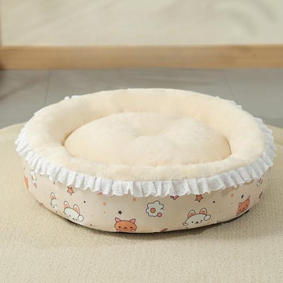 Winter Kattenkennel  Huisdier Warm Nest  Konijnenfluweel Bloemenrok  Benodigdheden voor Huisdieren  Slaapmat voor Alle Seizoenen S 40*40*10cm