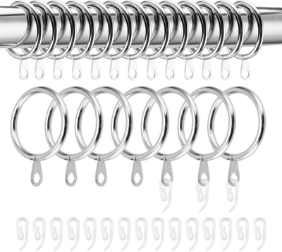 50 Stuks 1.3 Inch Binnen Diameter Gordijnringen, Metalen Ringen met Haak voor Raam, Deur en Douchegordijn, Zilver Kleur
