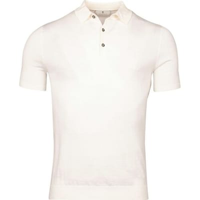 Thomas Maine Polo Uni Color Fine Merino Single Knit Ecru / male