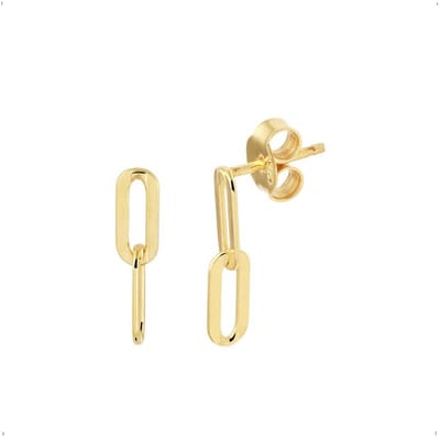 YO&NO - Oorbellen - Zilver verguld  -  Oorhangers - Schakelvorm - 4 mm - 16 mm - Sieraden Vrouw - Zilver 925
