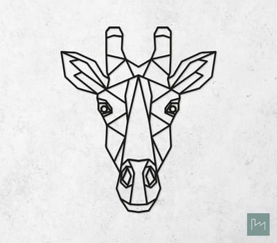 Laserfabrique Wanddecoratie - Geometrische Giraf - Medium - Zwart - Geometrische dieren en vormen - Houten dieren - Muurdecoratie - Line art - Wall art