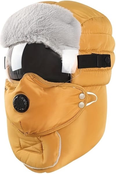 Nivard Wintermuts - Heren - Dames - Volwassenen - Muts - Ski Mask - Bivakmuts - Balaclava - Ski Masker - Face Mask - Full Face Mask - Winter Masker - Met Bril - Geel