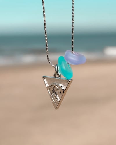 Laguna Treasures - Zeeglas - ketting - waverider- zilver - long box ketting - Halsketting - Sieraden - Surf