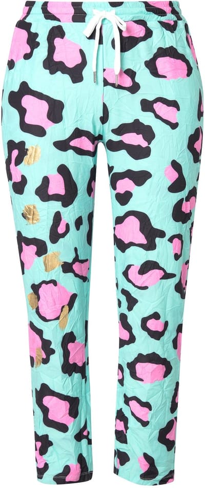 Angel of Style - Dames - Joggpants loose fit luipaard opdruk kreukels - Smaragd - Maat 44