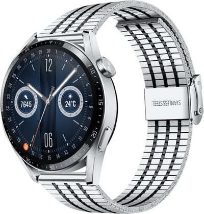 Strap-it Luxe stalen RVS bandje - geschikt voor Huawei Watch GT / GT 2 / GT 3 / GT 3 Pro 46mm / GT 4 46mm / GT 5 (Pro) (46mm) / GT 4 46mm / GT 5 (Pro) (46mm) / GT 2 Pro / GT Runner / Watch 3 - Pro / Watch 4 (Pro) / Watch Ultimate - zilver/zwart