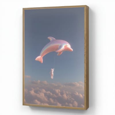 Wandlamp 60x90 cm - Oplaadbaar - Dolfijn - Roze - Astronaut - Wandlampen binnen woonkamer - Slaapkamer lamp - Decoratieve nachtlamp - Vloerlamp draadloos