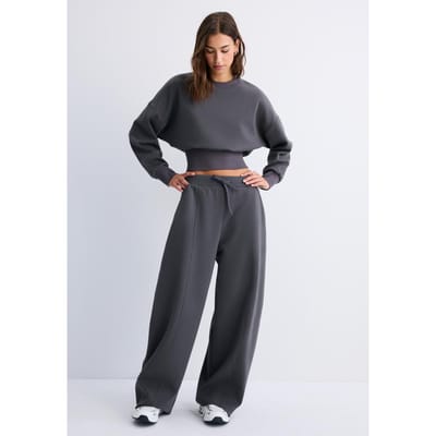 Stradivarius Wide-leg barrel joggingbroek  Donkergrijs XS