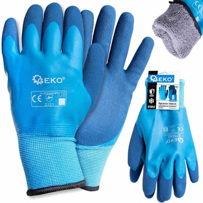 GEKO Waterdichte winterwerkhandschoenen - thermisch geïsoleerd - maat 8 - blauw - 12 stuks