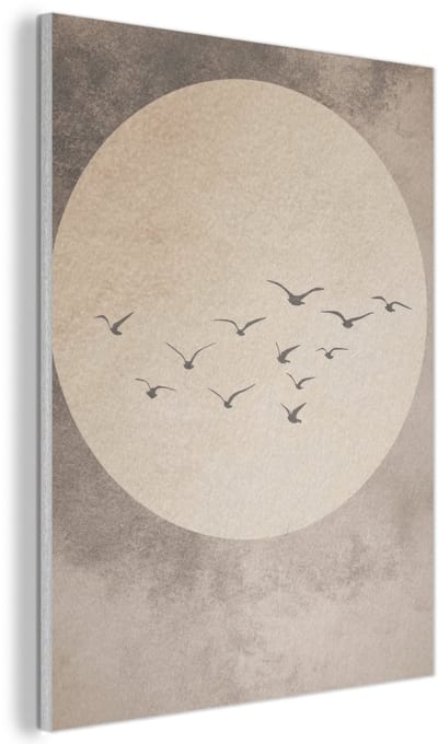Akoestisch wandpaneel 60x80 cm - Vilt schilderij Vogel - Beige - Japandi - Akoestische panelen - Geluidsdempende wanddecoratie - Geluidsisolatie woonkamer - Muurdecoratie geluidspanelen