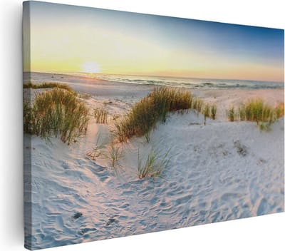Artaza Canvas Schilderij Duinen - 30x20 cm - Klein - Wanddecoratie Strand En Zee - Muurdecoratie Kust - Kamer Accessoires Zonsopkomst
