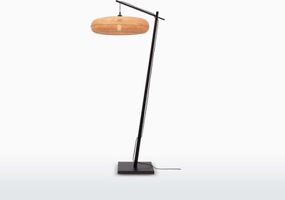 GOOD&MOJO Vloerlamp Palawan - Bamboe Zwart/Naturel - Ø77cm - Scandinavisch,Bohemian - Staande lampen voor Woonkamer - Slaapkamer