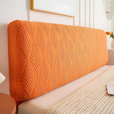 KZQ Elastische hoofdbordhoes voor kingsize/grote bedden, jacquard hoofdbordhoes, stofhoes, slaapkamerdecoratie (oranje, kingsize: 150 cm)