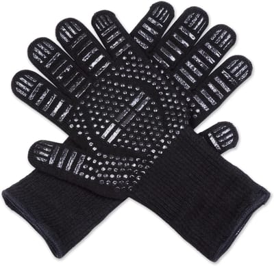 BBQ Gloves, 1472 Degree F Heat Resistant Grilling Gloves Silicone Non-Slip Oven Gloves Long Kitchen Gloves for Barbecue, Cooking, Baking, Cutting