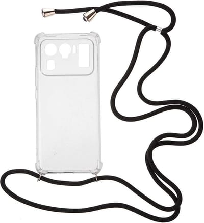 Shop4 - Geschikt voor Xiaomi Mi 11 Ultra Hoesje - Zachte Back Case TPU Siliconen met Koord Zwart