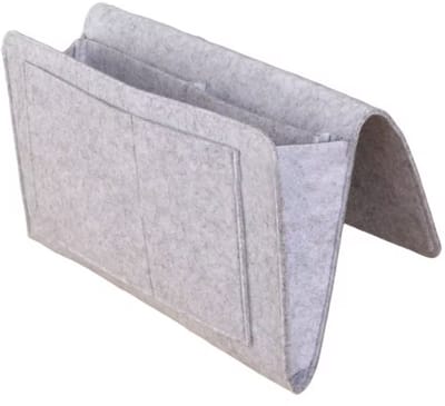 Scoby - Bankopberger - Bed Organizer - Vilten Opbergzak - Bedside Pocket - Met Insteekflap - Voor Tijdschriften en Accessoires - 32x20x10CM - Grijs