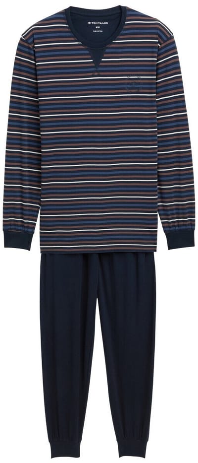 Tom Tailor - Pyjamaset met gestreept patroon - Maat 48 - brown-dark-ringlet