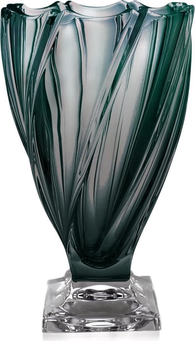 Crystalite Bohemia ponti grijze vaas op voet 33 cm ; 24 % loodgehalte